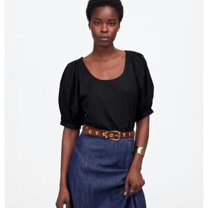 NWT Madewell Relaxed Scoopneck Short-Sleeve Top In Black Size Small